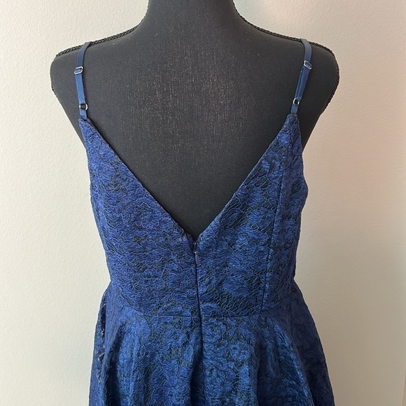 QUIZ Lace High Low Cocktail Party Dress in Midnight Blue Size Medium - Picture 9 of 11